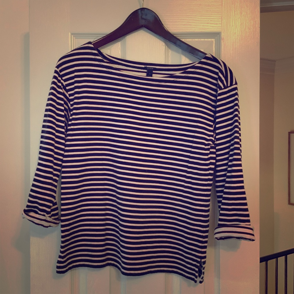 Heavy material striped bateau top
